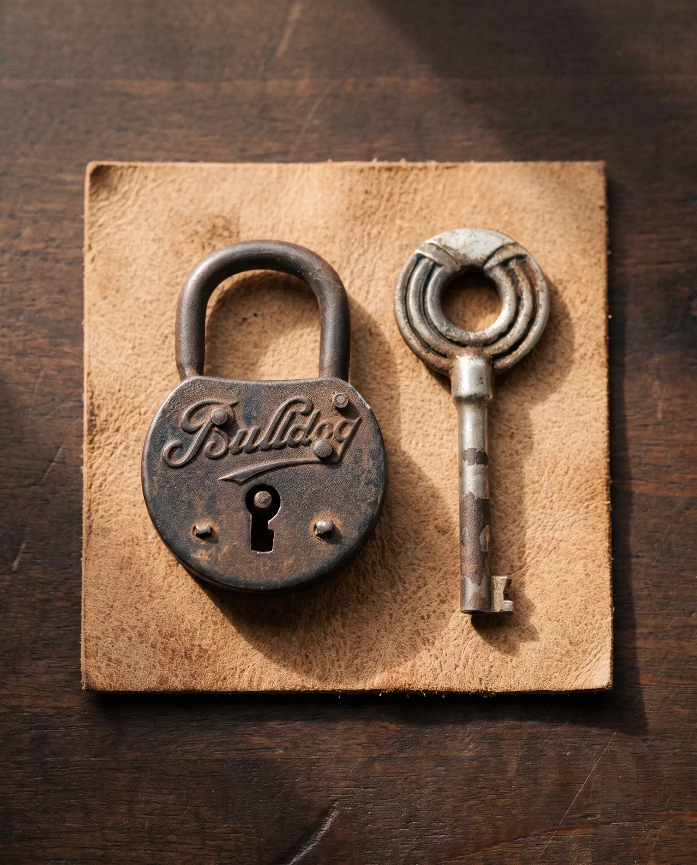 Cadenas ancien Bulldog et sa clef